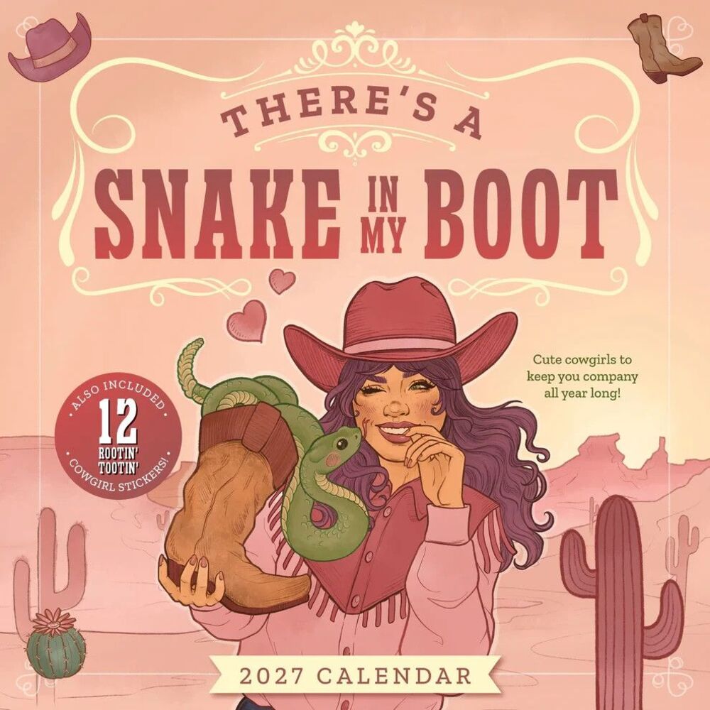 2027 Theres a Snake in My Boot Wall Calendar Western Cowgirl 12 Month Country